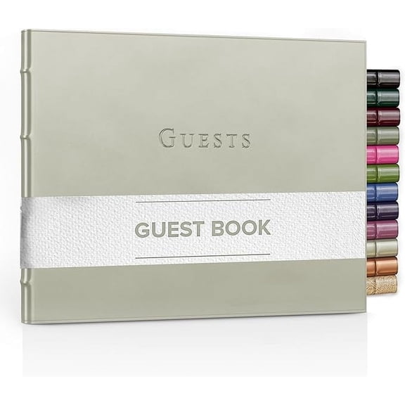 Gallery Leather Guest Book - Freeport Metallic Silver - 7" x 9"