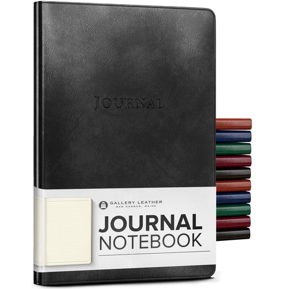 Gallery Leather Journal Notebook - 192 Pages, Softcover, For Men and Women, For Writing, Work & Travel, Handcrafted - Acadia Black - 8 x 5.5, Desk Lined