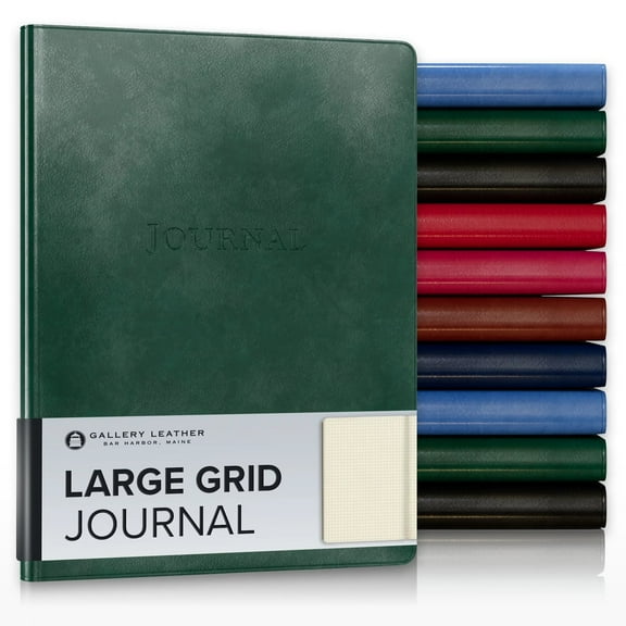 Gallery Leather Large Grid Journal - Acadia Green - 9.75"x7.5"