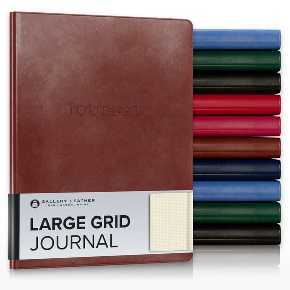 Gallery Leather Large Grid Journal - Acadia Tan - 9.75"x7.5"