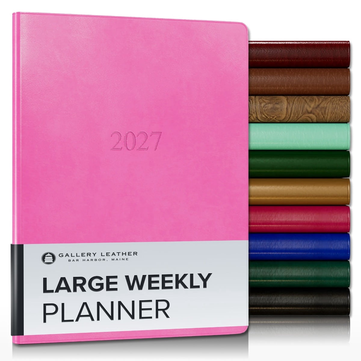 Gallery Leather Large Weekly Monthly Planner 2027, Elegantly Bound Calendar Planner and Notebook with Stylish Gold-Gilded Page Edges, 12 Months - Acadia Hope - 9.75x7.5"