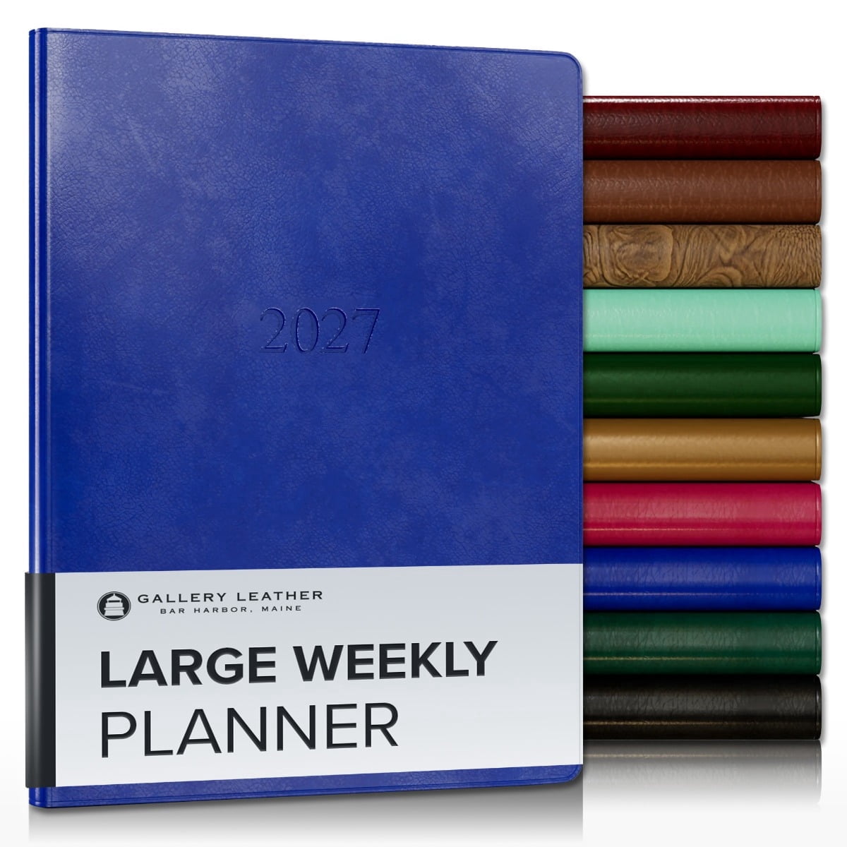 Gallery Leather Large Weekly Monthly Planner 2027, Elegantly Bound Calendar Planner and Notebook with Stylish Gold-Gilded Page Edges, 12 Months - Acadia Malibu - 9.75x7.5"