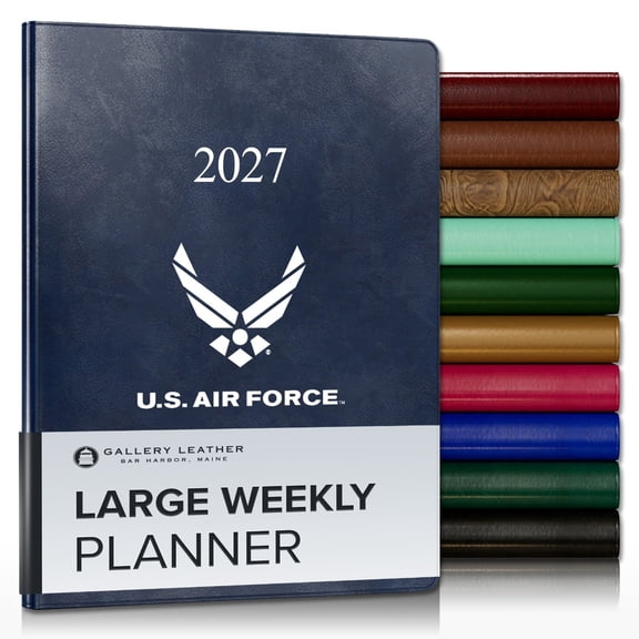Gallery Leather Large Weekly Planner 2027 - Acadia Navy - US Air Force - 9.75x7.5"