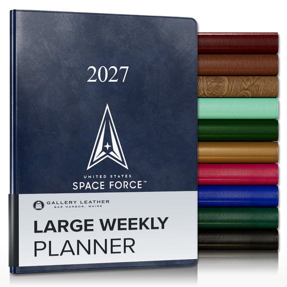 Gallery Leather Large Weekly Planner 2027 - Acadia Navy - US Space Force - 9.75x7.5"