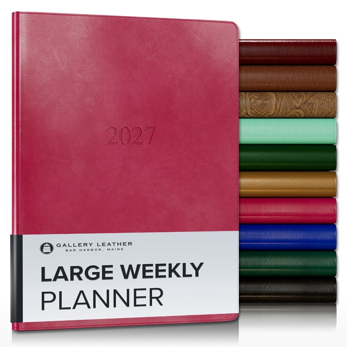 Gallery Leather Large Weekly Monthly Planner 2027, Elegantly Bound Calendar Planner and Notebook with Stylish Gold-Gilded Page Edges, 12 Months - Acadia Wild Rose - 9.75x7.5"