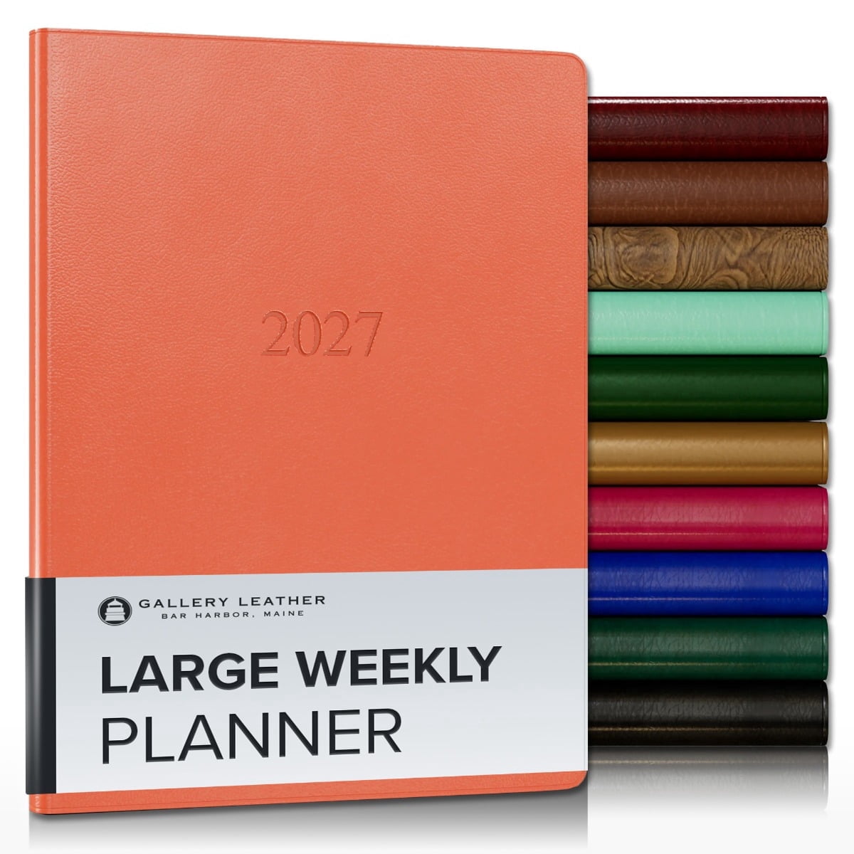 Gallery Leather Large Weekly Monthly Planner 2027, Elegantly Bound Calendar Planner and Notebook with Stylish Gold-Gilded Page Edges, 12 Months - Caribbean Sunset - 9.75x7.5"