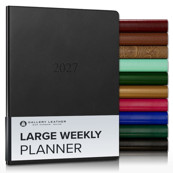 Gallery Leather Large Weekly Planner 2027 - Freeport Black - 9.75x7.5"