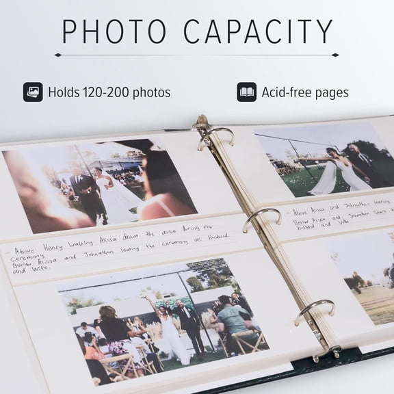 Gallery Leather Photo Album 4x6 Pictures with Slip-In Pockets & Writing Space Holds up to 120 Photos, Ring Bound