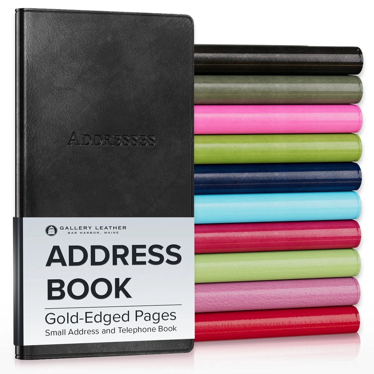 Gallery Leather Small Address Book with Alphabetical Tabs up to 403 ...