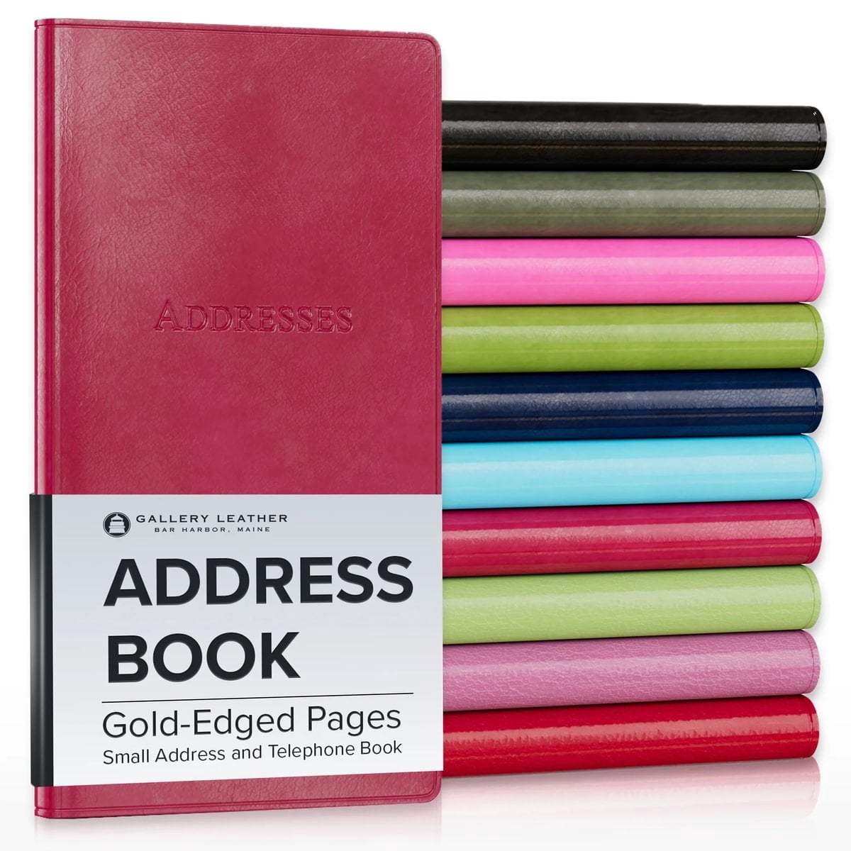 Gallery Leather Small Address Book with Alphabetical Tabs up to 403 ...