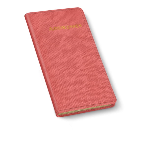 Gallery Leather Small Address Book with Alphabetical Tabs up to 403 records, Leather Notebook Hardcover, Telephone and Address Books - 6 x 3.25 ", Key West Salmon