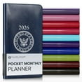 thumbnail image 1 of Gallery Leather Pocket Monthly Planner 2026, Elegantly Bound Calendar Planner and Notebook with Stylish Gold-Gilded Page Edges, 18 Months - Acadia Navy - US Navy - 6 x 3.25 ", 1 of 8