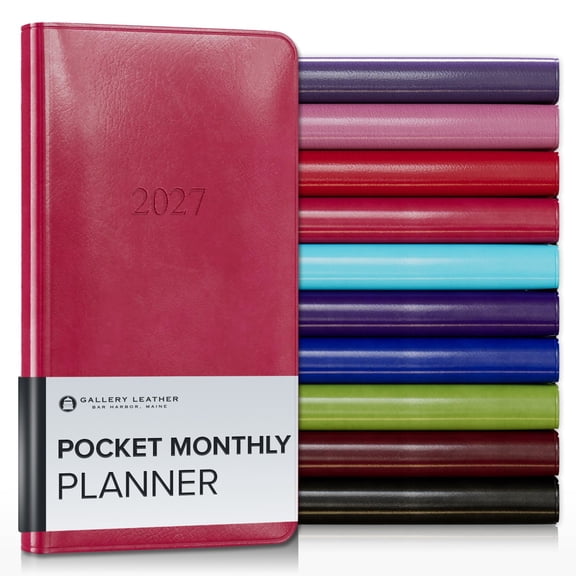 Gallery Leather Pocket Monthly Planner 2027 - Acadia Wild Rose - 6x3.25"