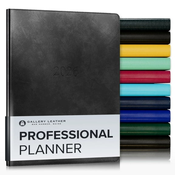 Gallery Leather Professional Planner 2026 - Acadia Black - 9x7"