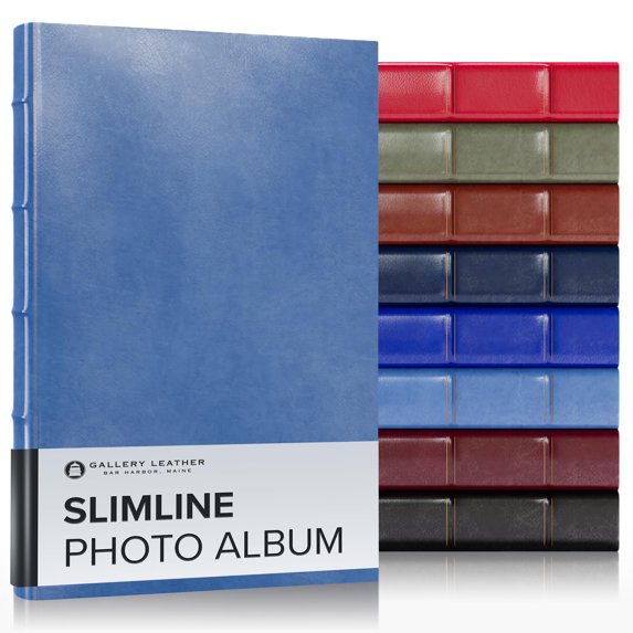 Gallery Leather Photo Album 4x6 - 3 Ring Binder Photo Album, 60 Pages for 120 Photos, Fillable, Can Fit 4x6 Photos, Handcrafted - Acadia Hydrangea - 11.75 x 8.0 ", Slimline