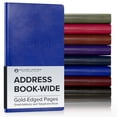 thumbnail image 1 of Gallery Leather Small Wide Address Book with Alphabetical Tabs up to 403 records, Leather Notebook Hardcover, Telephone and Address Books 6 x 4.25 ", Acadia Malibu, 1 of 7