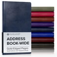 thumbnail image 1 of Gallery Leather Small Wide Address Book with Alphabetical Tabs up to 403 records, Leather Notebook Hardcover, Telephone and Address Books 6 x 4.25 ", Acadia Navy, 1 of 7