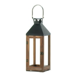 Decorative Wooden Candle Lantern with Hanging Loop, Large Decorative Wooden Candle Lantern with Hanging Loop, Large