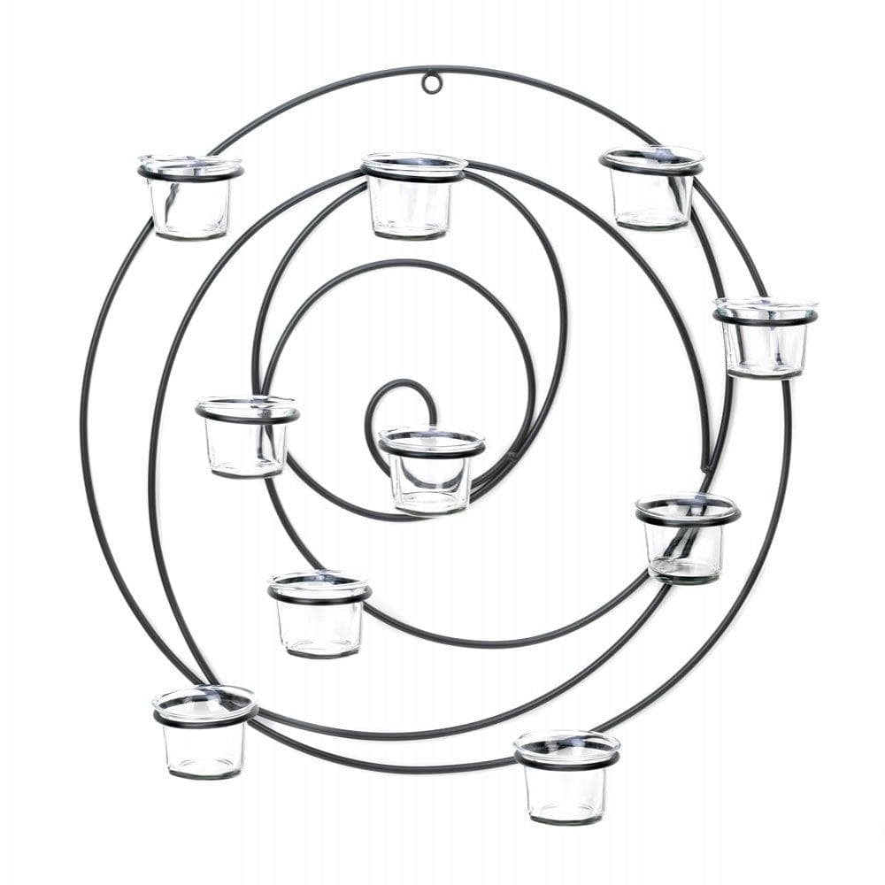 Circular Iron and Glass 18" Hypnotic Candle Wall Sconce