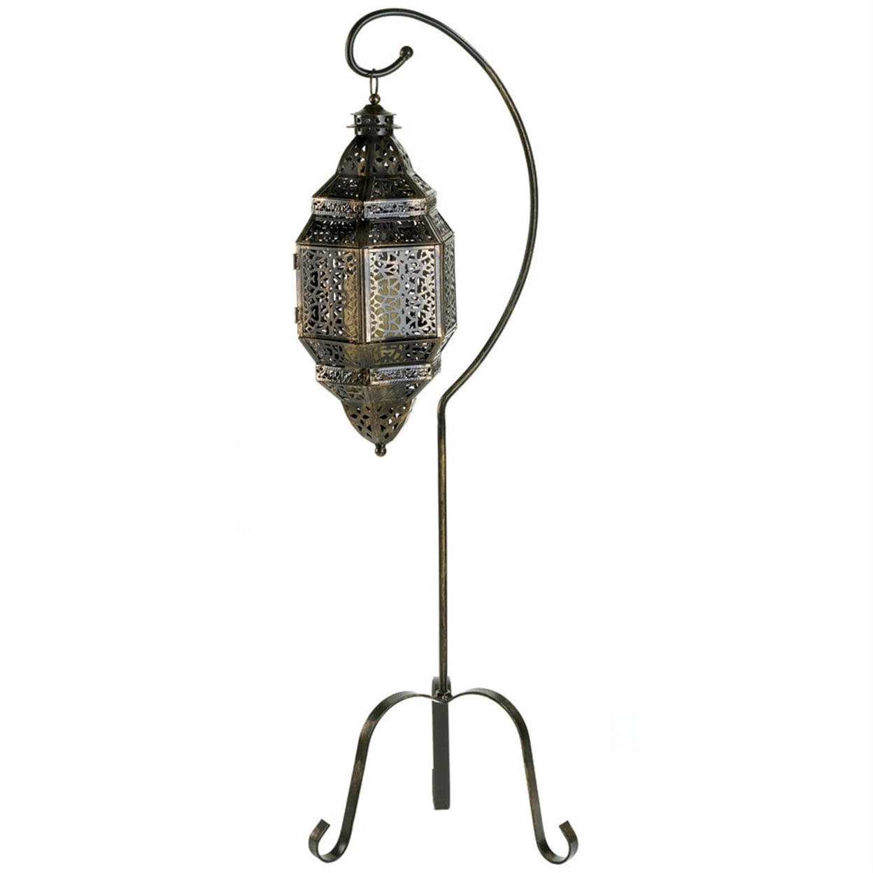 Tall Moroccan Iron Candle Lantern with Stand