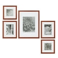 Gallery Perfect 5 Piece Walnut Wood Photo Frame Gallery Wall Kit with Decorative Art Prints
