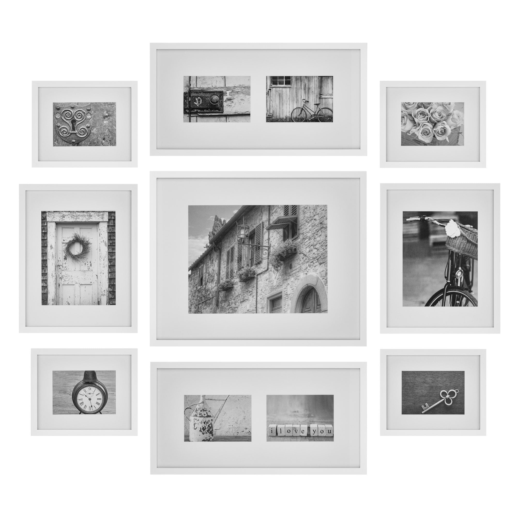  Fixwal Picture Frames Set of 10, Photo Frame Set with 4×6 5x7  8x10 frames for Wall Collage and Tabletop Display, Gallery Wall Frames in 3  Different Finishes including Brown,Grey and Black