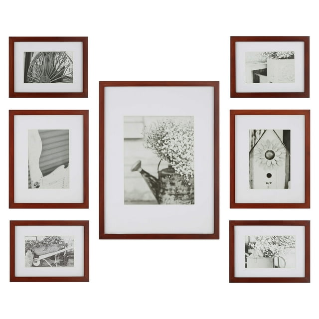 Gallery Perfect 7 Piece Walnut Photo Frame Gallery Wall Kit with ...