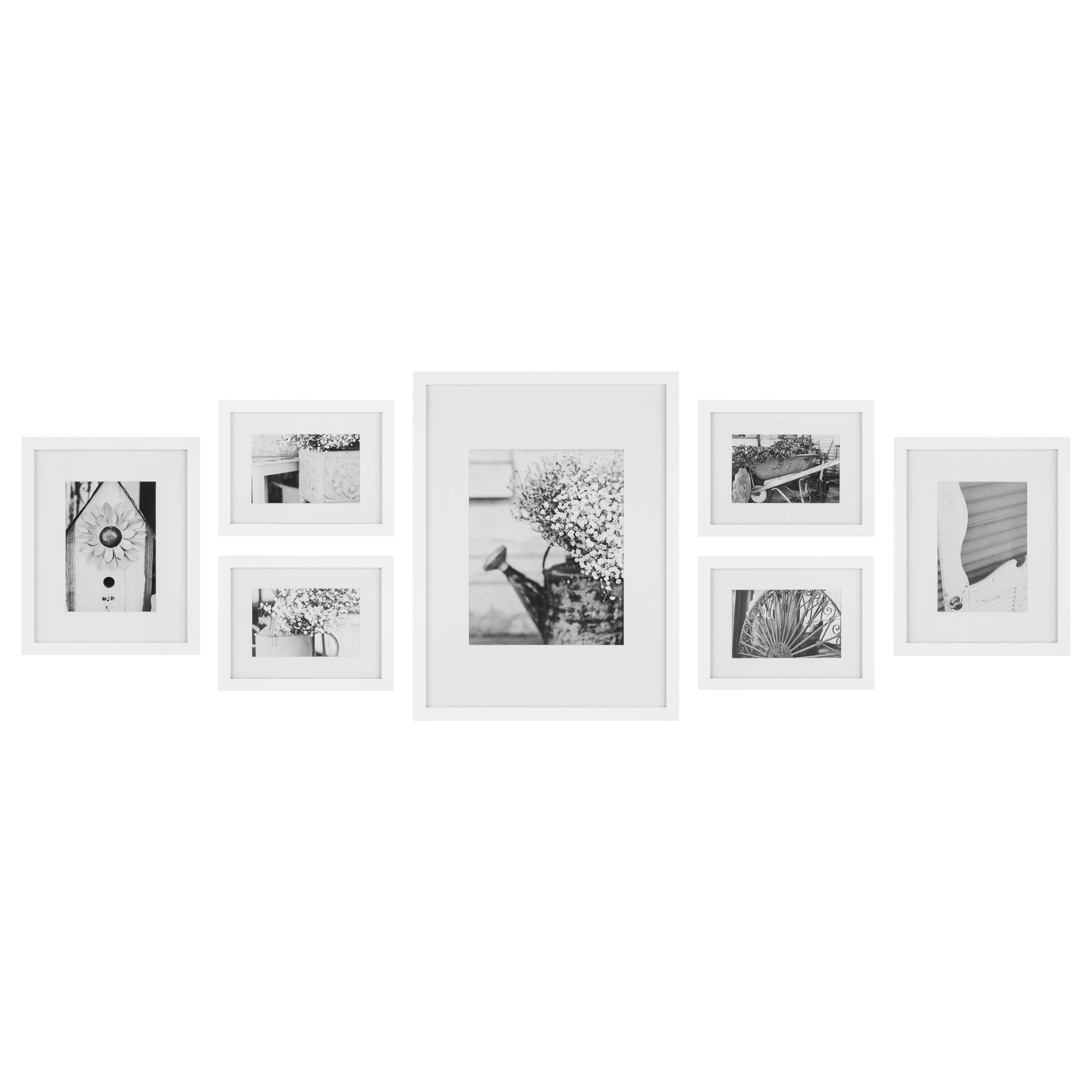 Gallery Perfect 7 Piece White Photo Frame Gallery Wall Kit with