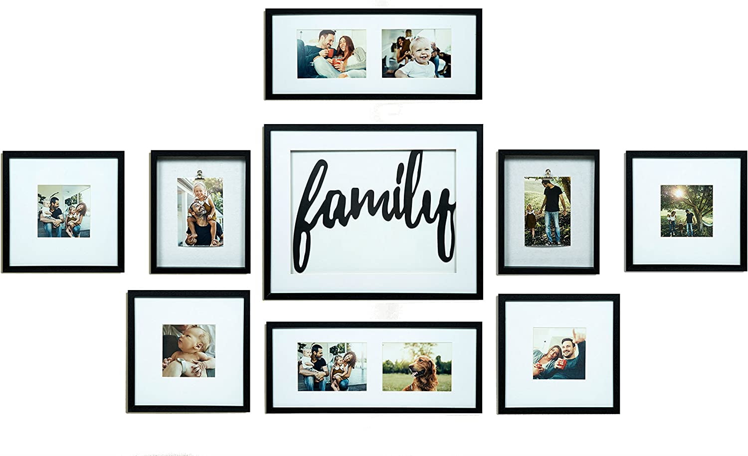 Gallery Perfect 9 Piece Black Family Photo Frame Gallery Wall Kit