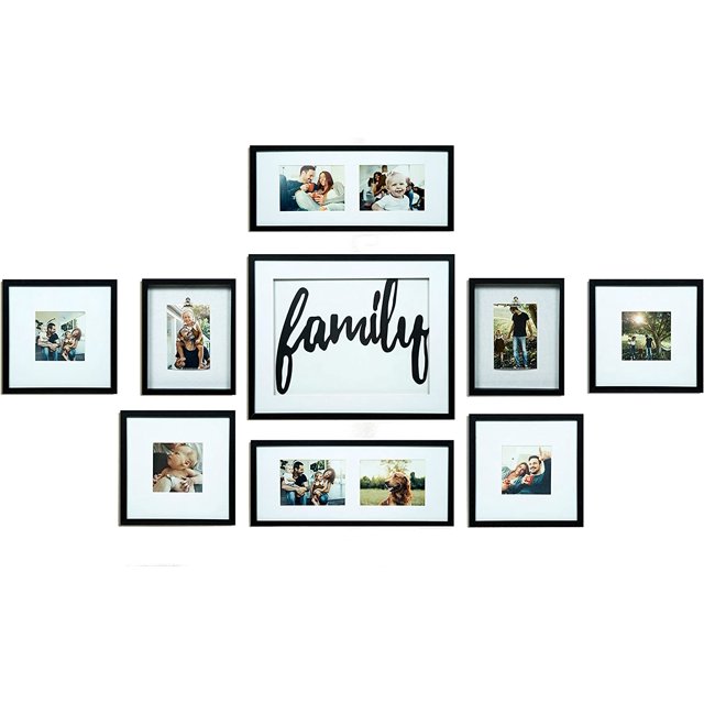 Gallery Perfect 9 Piece Black Family Photo Frame Gallery Wall Kit