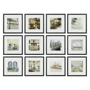 Gallery Perfect Black 12 Piece Square Photo Wall Picture Frame Set, 16.5"x10.2"x16.7"
