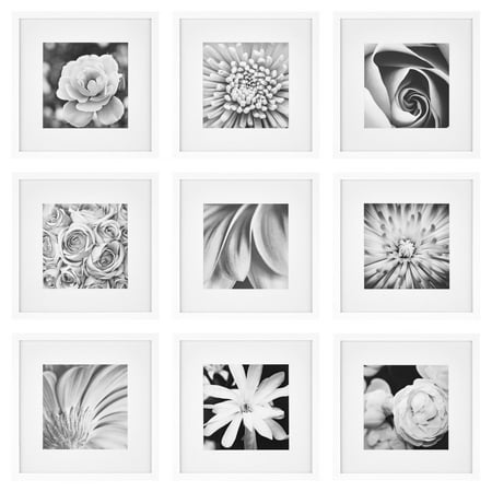 Gallery Perfect's 9-Piece 12" X 12' Square Photo Frame - Stunning Display with Gallery Wall Picture Frame Kit