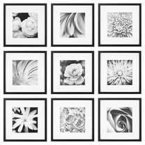 Gallery Perfect's 9-Piece, Gallery Wall Frame for 8" x 8" or 12" x 12" Photos - Black