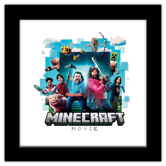 Gallery Pops A Minecraft Movie - Heroes Graphic Wall Art, Black Framed Version, 12" x 12"