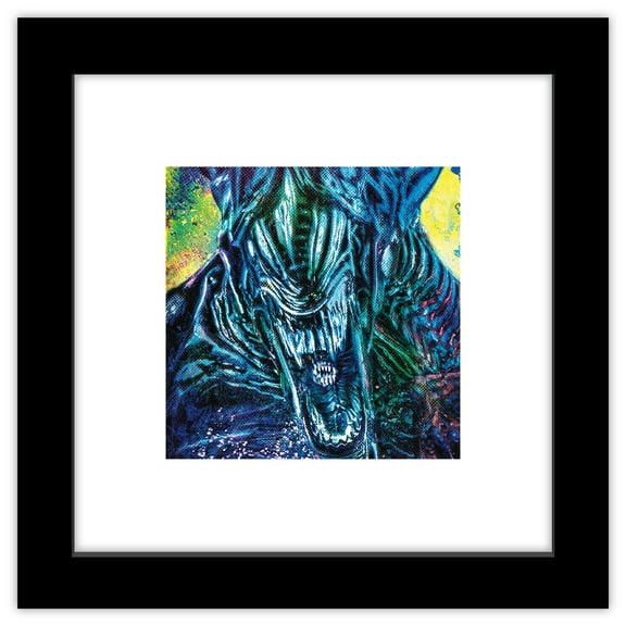 Gallery Pops® Alien - Xenomorph Neon Halftone Wall Art, Black Framed Version