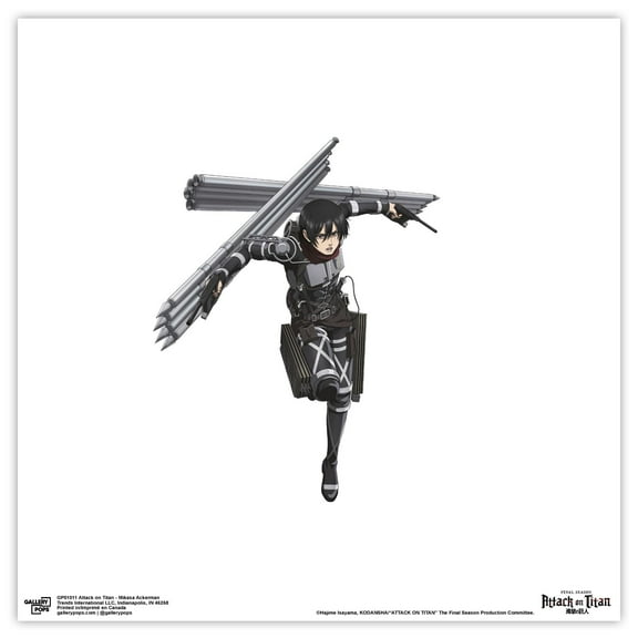 Gallery Pops Attack on Titan - Mikasa Ackerman Wall Art, Unframed Version, 12" x 12"
