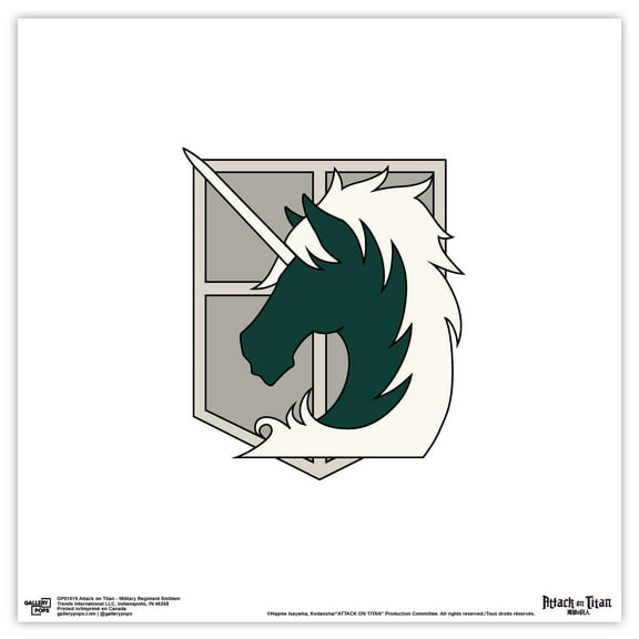 Gallery Pops Attack on Titan - Military Regiment Emblem Wall Art, Unframed Version, 12" x 12"