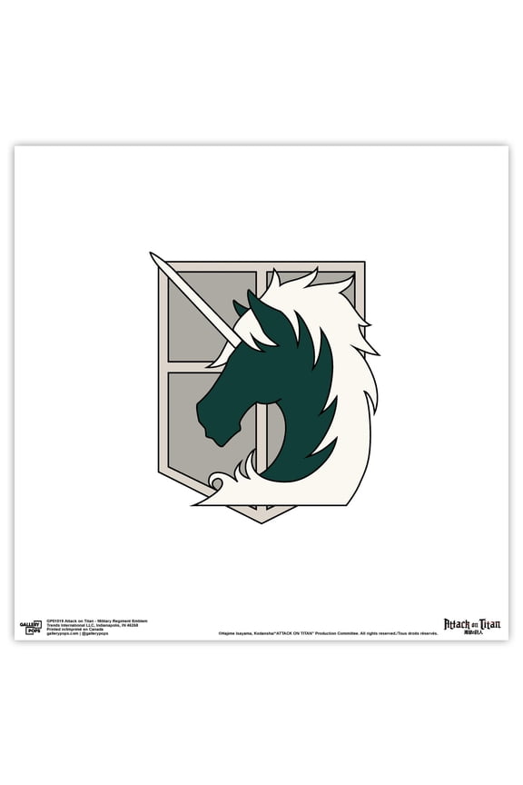 Gallery Pops Attack on Titan - Military Regiment Emblem Wall Art, Unframed Version, 12" x 12"