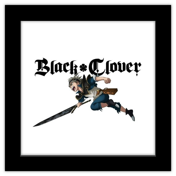 Gallery Pops Black Clover - Logo Wall Art, Black Framed Version, 12" x 12"