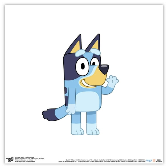 Gallery Pops Bluey - Bluey Waving Wall Art, Unframed Version, 12" x 12"