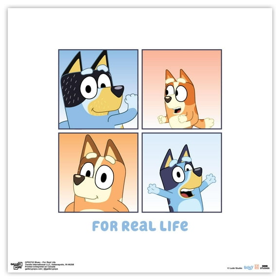 Gallery Pops Bluey - For Real Life Wall Art, Unframed Version, 12" x 12"