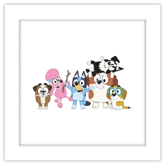 Gallery Pops Bluey - Friends Wall Art, White Framed Version, 12" x 12"