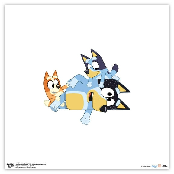 Gallery Pops Bluey - Playing On Dad Wall Art, Unframed Version, 12" x 12"