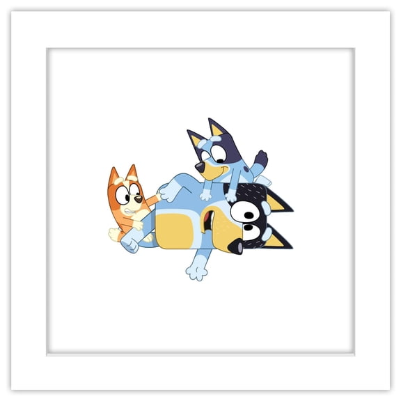 Gallery Pops Bluey - Playing On Dad Wall Art, White Framed Version, 12" x 12"