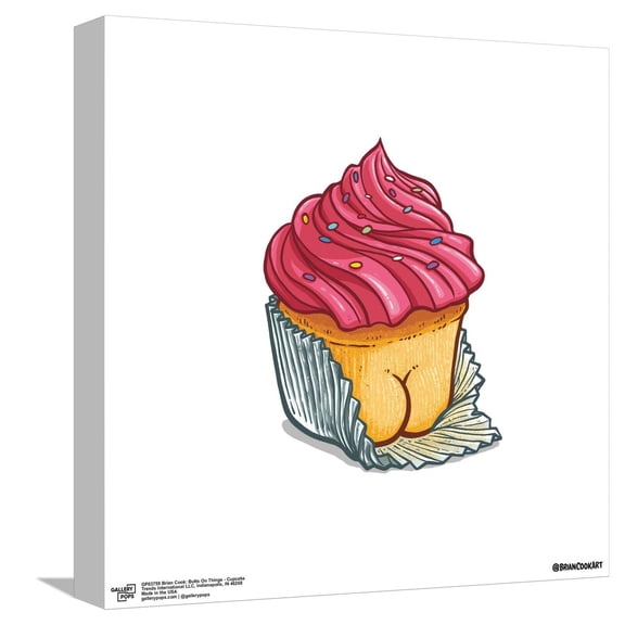 Gallery Pops Brian Cook: Butts On Things - Cupcake Canvas Wall Art, Unframed Version, 12" x 12"
