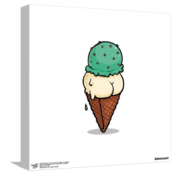 Gallery Pops Brian Cook: Butts On Things - Ice Cream Canvas Wall Art, Unframed Version, 12" x 12"