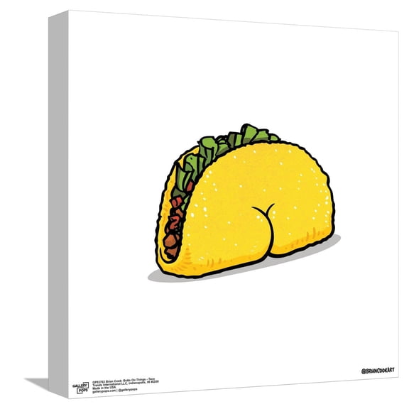 Gallery Pops Brian Cook: Butts On Things - Taco Canvas Wall Art, Unframed Version, 12" x 12"