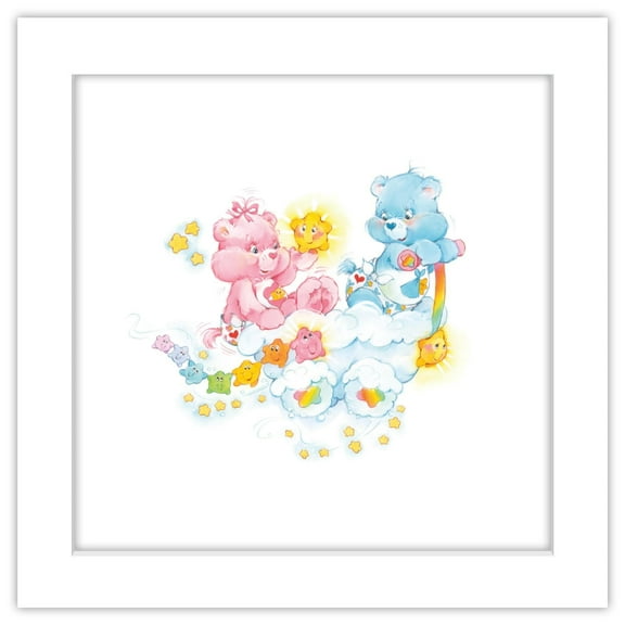 Gallery Pops Care Bears - Heritage Baby Hugs and Baby Tugs Bear Cloud Wall Art, White Framed Version, 12" x 12"