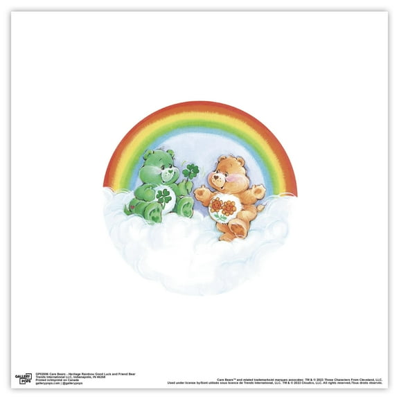 Gallery Pops Care Bears - Heritage Rainbow Good Luck and Friend Bear Wall Art, Unframed Version, 12" x 12"