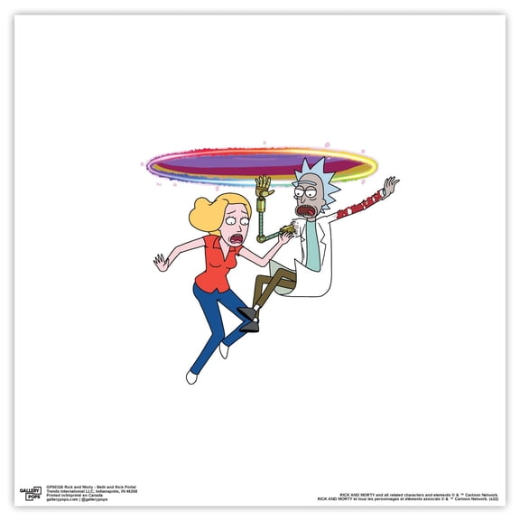 Gallery Pops Cartoon Network Rick and Morty - Beth and Rick Portal Wall Art, Unframed Version, 12" x 12"